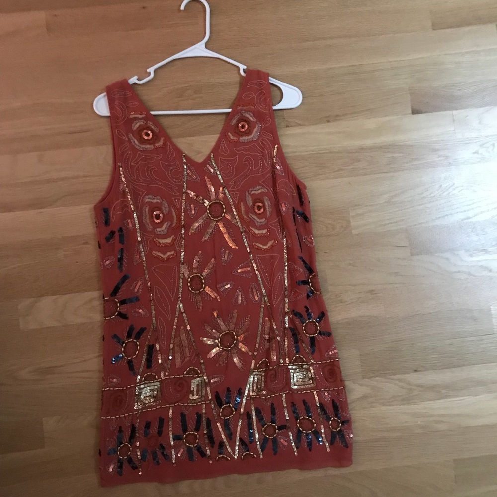 Free People coral beaded dress